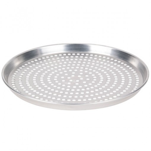 14" x 1" Super Perforated Heavy Weight Aluminum Tapered / Nesting Deep Dish Pizza Pan
