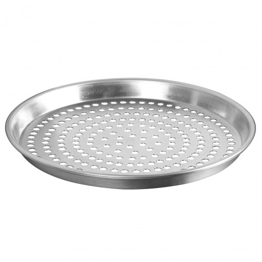 Perforated Standard Weight Aluminum Tapered / Nesting Deep Dish Pizza Pan