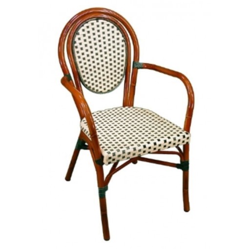Parisienne Arm Chair in Ivory-Green