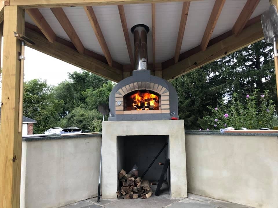 Wood fired brick pizza