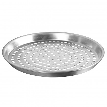 Perforated Standard Weight Aluminum Tapered / Nesting Deep Dish Pizza Pan